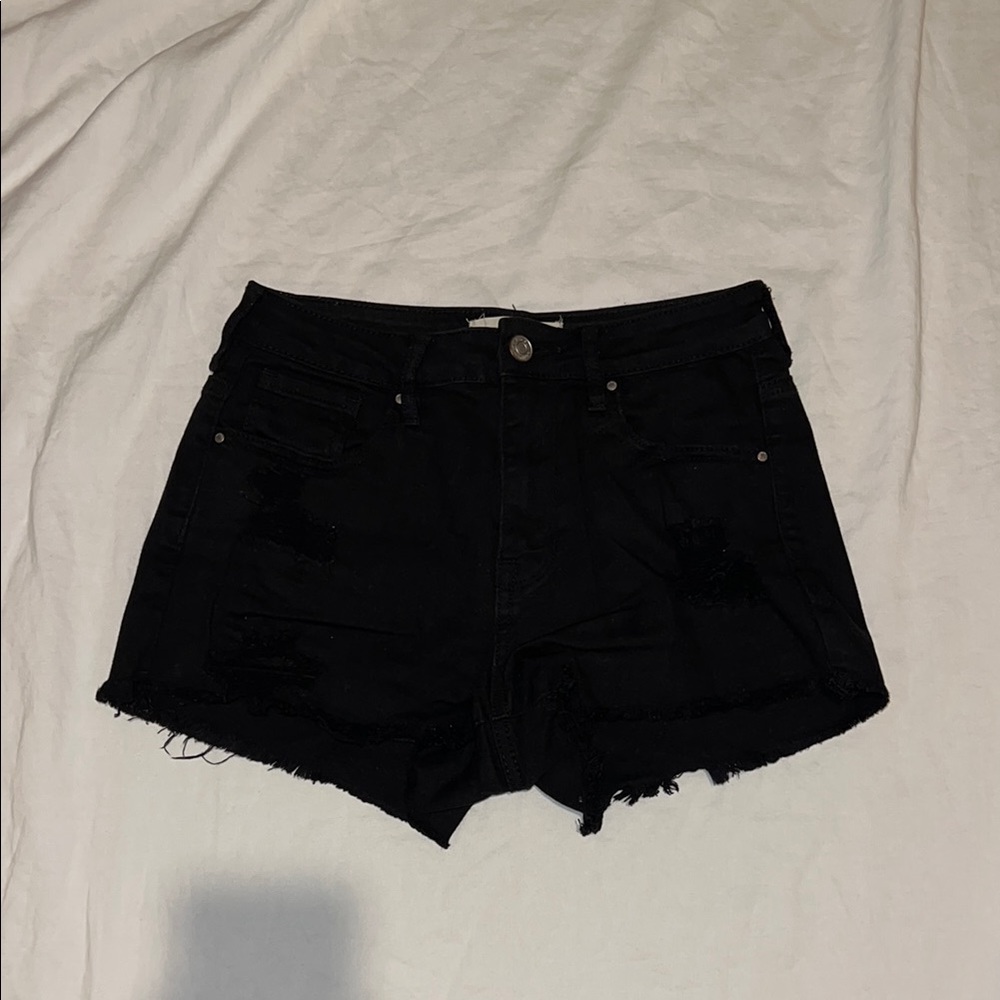Black High-Waisted Denim Shorts
